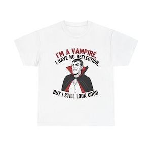 Vampire Humor Tee, Unisex Heavy Cotton Tee, Halloween Shirt, Funny Graphic T-Shirt, Gift for Vampire Lovers, Costume Tees