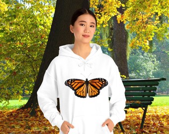 Pullover Hoodie Sweatshirt Sweater Monarch Butterfly Print Soft Durable Classic Fit