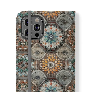 Étui à rabat pour iPhone : Maroc Tile Theme Repeating Pattern - Stand, Card Slot, Robuste, Housse légère pour iPhone 11, 12 & 13