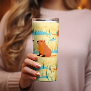 Capybara Tumbler Wrap: Cute Capybara Design 20oz Skinny Tumbler Sublimation Pattern PNG Instant Download