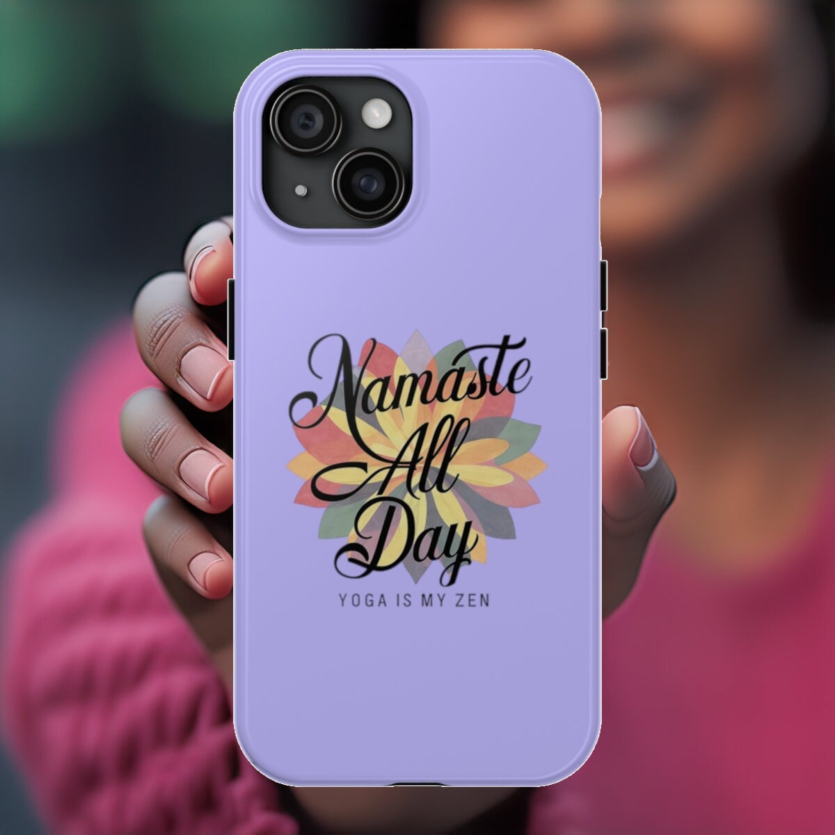 Namaste Snap-on iPhone Case: Purple Yoga Lotus Flower Theme Print - Lightweight, Tough, Rugged Hard Cover Shell Sleeve for iPhone
