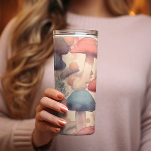 Funghi Tumbler Wrap: Magical Mushrooms 20oz Skinny Tumbler Modello di sublimazione PNG Download istantaneo