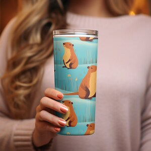 Capybara Tumbler Wrap: Cute Capybara Pattern 20oz Skinny Tumbler Sublimation Design PNG Instant Download