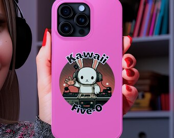 Coque de portable Kawaii - Housse de protection pour iPhone | Léger et résistant | Étui rigide robuste avec joli lapin DJ Kawaii