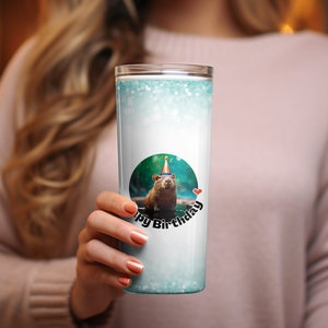 Capybara Birthday Tumbler Wrap: Capy Birthday 20oz Skinny Tumbler Sublimation Design Gift