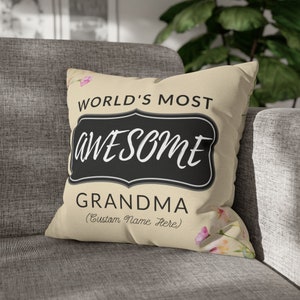 Funda de almohada personalizada para abuela - Regalo personalizado para Gigi / Funda de almohada de tiro de poliéster hilado beige / Decorativo, Sofá, Lectura