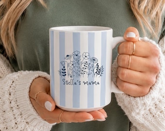 New Mom Mug, Custom Stripe Coffee Cup, First Time Mom Gift, New Parent Gift, Mother's Gift, Future Mom Gift, New Baby Gift for Mom