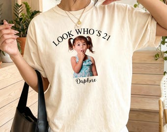 Custom Photo 21st Birthday Shirt, Vintage Personalized Tee, Milestone Celebration Apparel