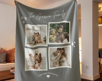 Personalized Photo Collage Blanket, Custom Family Memory Throw