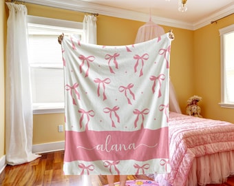 Personalized Coquette Baby Blanket, Custom Name Blanket, Nursery Gift