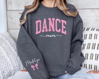 Personalized Dance Mom Glitter Sweatshirt, Custom Team Spirit Sweater