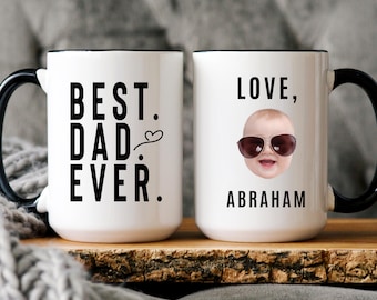 Personalized Photo Mug For Dad, Custom Baby Face Coffee Cup