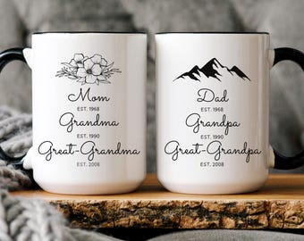 Promoted to Great Grandma and Grandpa Coffee Mugs, Pregnancy Announcement Gift