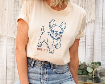 Custom French Bulldog Shirt, Personalized Frenchie Name Tee, Comfort Colors Dog Mom Gift, French Bulldog Lover Shirt
