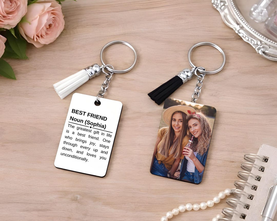 Personalized Bestie Photo Text Keychain, Best Friend Gift, Soul Sister ...