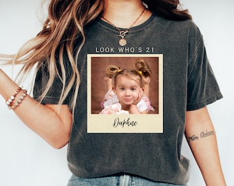 Custom Photo 21st Birthday Shirt, Vintage Inspired Personalized Tee