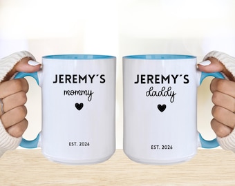 Personalized First Time Mom and Dad Coffee Mugs, Baby Shower Gift