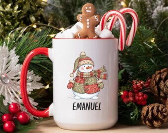 Personalized Snowman Christmas Mug, Bulk Gift for Coworkers