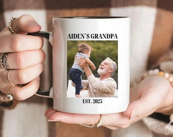 Personalized Grandpa Photo Mug, Custom EST Year Mug, Grandpa Gift, Photo Coffee Cup, First Time Grandpa Gift, Fathers Day Gift