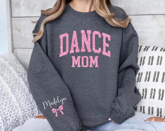 Personalized Dance Mom Glitter Sweatshirt, Custom Team Spirit Sweater