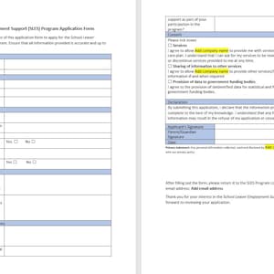 Intake and enrolment form with matching Policies and Procedures for Providing NDIS Employment Support to School Leavers with Disabilities.
