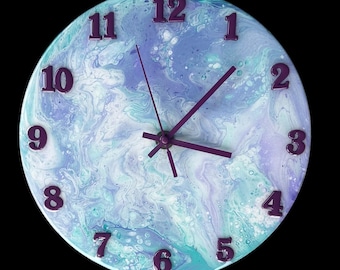 Fluid Art Clock, Acrylic Pouring on Vinyl Record, Upcycled Home Decor