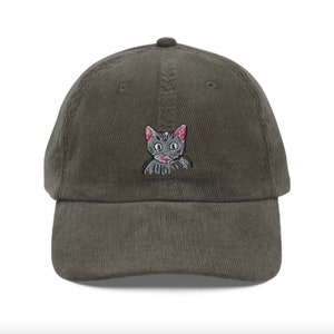 Doodle Cat - Embroidered Vintage Corduroy Cap