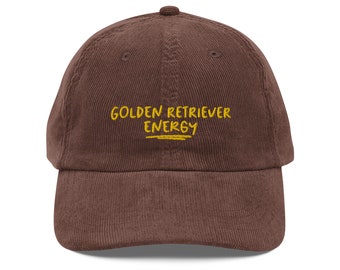 Golden Retriever Energy - Embroidered Vintage Corduroy Cap