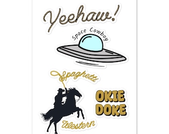 Kosmisk cowboy klistermärkeskollektion - Stansade klistermärkesark