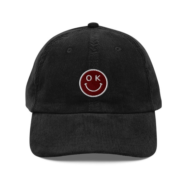 University of Oklahoma Smiley Face - Embroidered Vintage Corduroy Cap