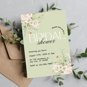 Bridal Shower Invitation| Greenery invitation| Bridal Shower Invitation| Greenery Invitation| Editable Template| Instant download| Editable