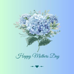 Tarjeta del Día de la Madre / Tarjeta de felicitación con imagen de flor de hortensia / Descarga digital instantánea JPG / Imprimible