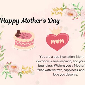 Mother&#39;s Day Greeting Card| PNG Image| Pink Mom Card| Instant Download| Printable