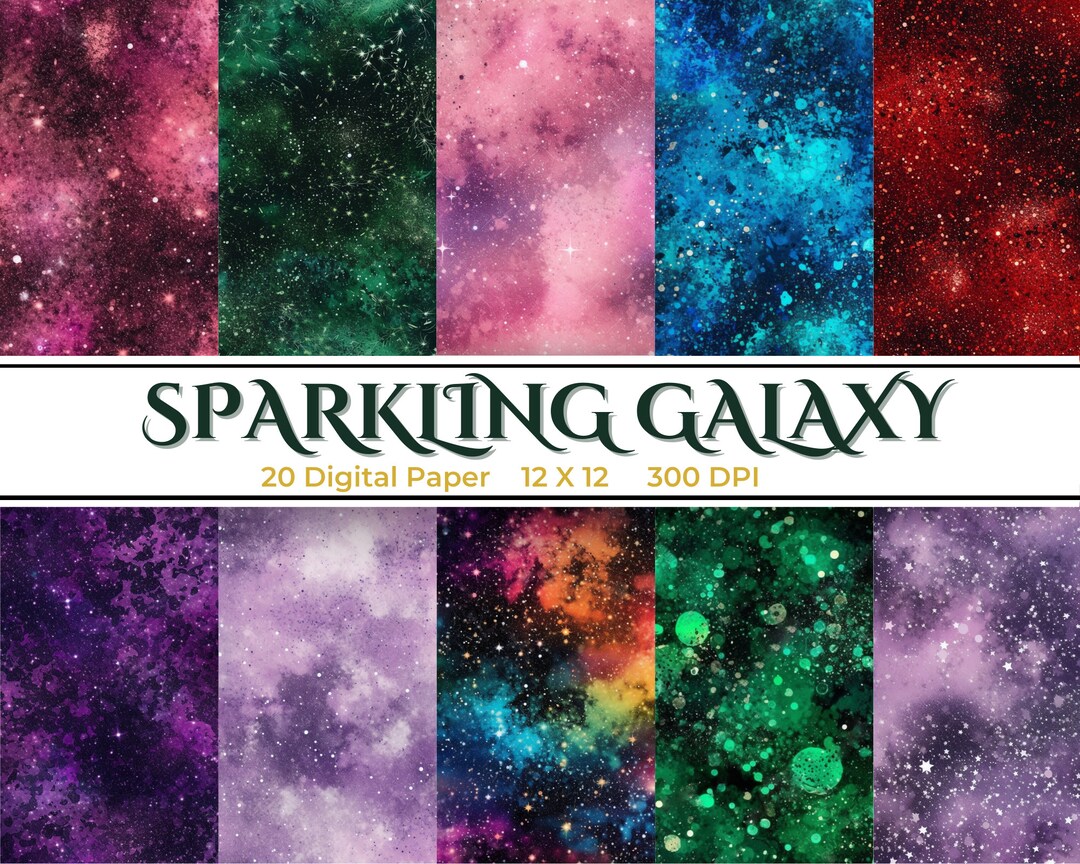 Sparkling Galaxy Glitter Digital Paper – 20 Seamless Patterns ...