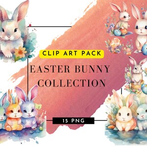 Cute Easter Bunny Watercolor Digital Clipart