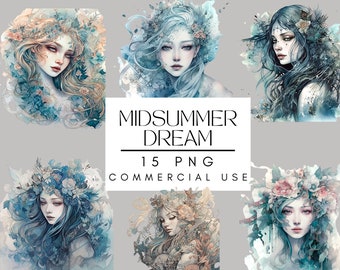 Midsummer rêve aquarelle Clipart numérique