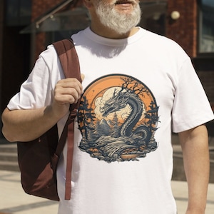 Japanese Dragon t-shirt - Unisex, Vintage Dragon T-shirt, Japanese Aesthetic Shirt, D and D, Creature Magical Fantasy, Tattoo Art Outfit