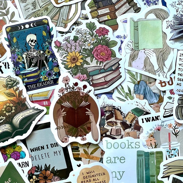 Bookish Sticker Packs - Book Lover Stickers for Journals, Scrapbooks & Planners, Cozy Reading Aesthetic, Bibliophile Gift, Kindle Stickers