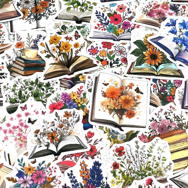 Pegatinas florales para libros, pegatinas para agendas, diario basura