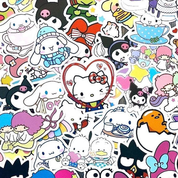 Kawaii Stickers 10-40 Pack, Sanrio Inspired, Hello Kitty and Friends Stickers, Kuromi, My Melody, Keroppi, Cinnamaroll, Pompompurin