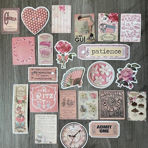 Pink Vintage Aesthetic Sticker Pack 10-40, Antique Scrapbook Sticker ...