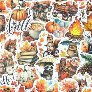 Fall Stickers Pack 10-40 pc — Autumn Aesthetic Stickers, Kindle Stickers, Seasonal Scrapbook & Journal Supplies, Cozy Fall Planner Stickers