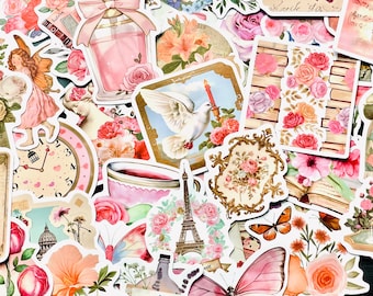 Vintage Floral Stickers, Spring Aesthetic, Junk Journal, Laptop Decals