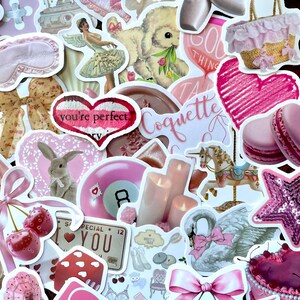 Pink Coquette Aesthetic Sticker Pack 10-40 Girly Stickers for Journals, Scrapbooking, Laptop, Kindle & Phone image 4