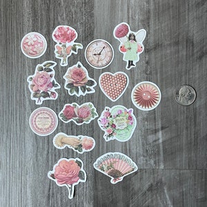 Pink Vintage Aesthetic Sticker Pack 10-40, Antique Scrapbook Sticker ...