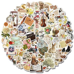 10-40 Pack Vintage Cottagecore Aesthetic Stickers, Retro Style Stickers, Phone, Kindle, Junk Journal, Laptop, Water Bottle Stickers
