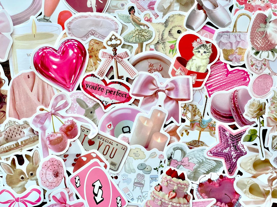 Pink Coquette Aesthetic Sticker Pack 10-40 Girly Stickers for Journals ...