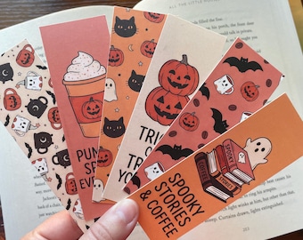 Halloween Bookmarks for Book Lovers, Spooky Reading Bookmark Set, Cute Ghost Bookmark Bundle, Bookish Halloween Gift, Cozy Reader Gift