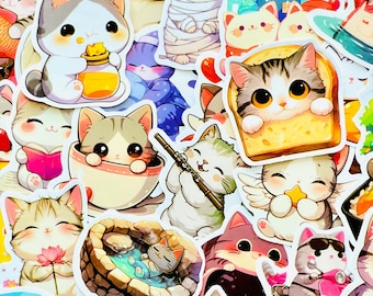 Kawaii Cat Sticker Pack Cute Kitty Stickers for Journaling Planner Stickers Scrapbook Stickers Aesthetic Animal Stickers Gift for Cat Lovers