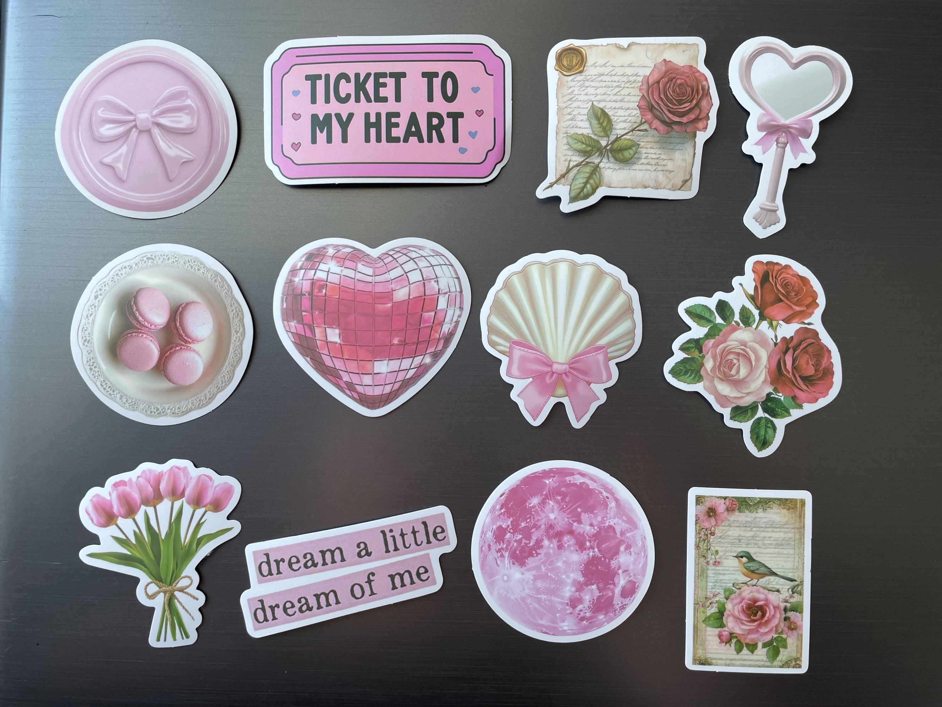 Pink Coquette Sticker Pack 10–40 – Girly Vintage Journal, Scrapbook ...